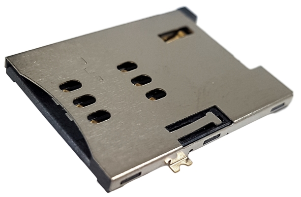 Złącze czytnik SIM 6-pin SMD wsuwane z pinami lok.